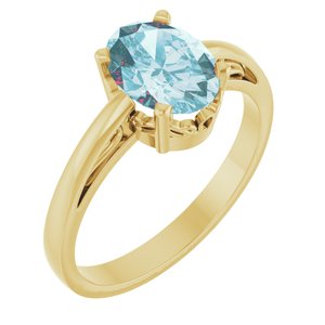 14K Yellow Gold Natural Sky Blue Topaz Ring