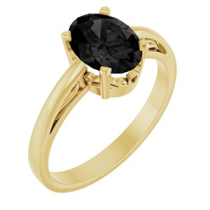 14K Yellow Gold Natural Black Onyx Ring