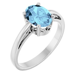 14K White Gold Natural Aquamarine Ring
