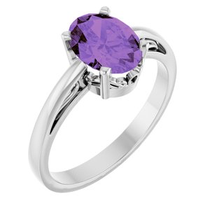 14K White Gold Natural Amethyst Ring