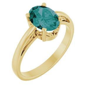 14K Yellow Gold Lab-Grown Alexandrite Ring