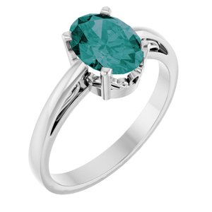 14K White Gold Lab-Grown Alexandrite Ring