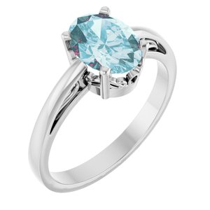 14K White Gold Natural Sky Blue Topaz Ring