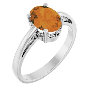 14K White Gold Natural Citrine Ring