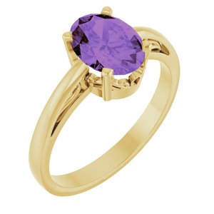 14K Yellow Gold Natural Amethyst Ring
