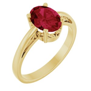 14K Yellow Gold Lab-Grown Ruby Ring