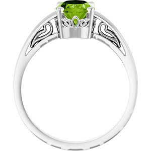 14K White Gold Natural Peridot Ring