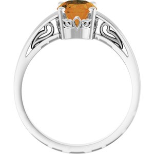 14K White Gold Natural Citrine Ring