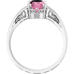 14K White Gold Natural Pink Tourmaline Ring