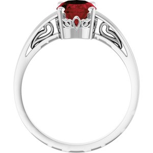 14K White Gold Natural Mozambique Garnet Ring