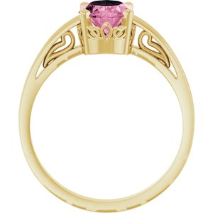 14K Yellow Gold Natural Pink Tourmaline Ring