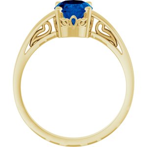 14K Yellow Gold Lab-Grown Blue Sapphire Ring