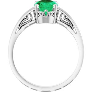 14K White Gold Lab-Grown Emerald Ring