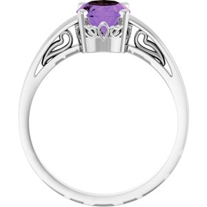 14K White Gold Natural Amethyst Ring