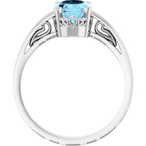14K White Gold Natural Aquamarine Ring