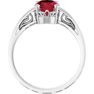 14K White Gold Lab-Grown Ruby Ring