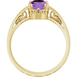 14K Yellow Gold Natural Amethyst Ring