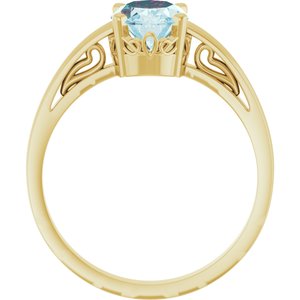 14K Yellow Gold Natural Sky Blue Topaz Ring