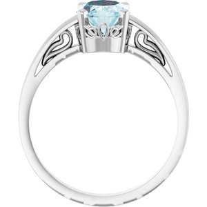 14K White Gold Natural Sky Blue Topaz Ring