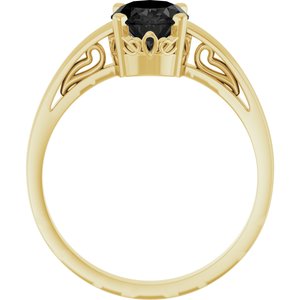 14K Yellow Gold Natural Black Onyx Ring