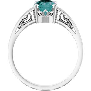 14K White Gold Lab-Grown Alexandrite Ring