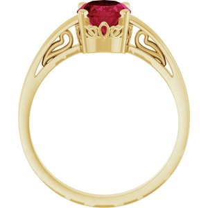 14K Yellow Gold Lab-Grown Ruby Ring