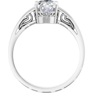 14K White Gold Natural White Sapphire Ring
