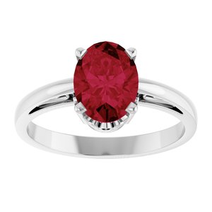 14K White Gold Lab-Grown Ruby Ring