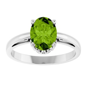 14K White Gold Natural Peridot Ring