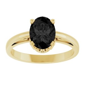 14K Yellow Gold Natural Black Onyx Ring
