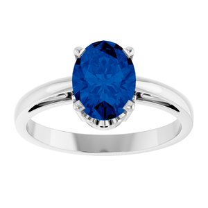 14K White Gold Lab-Grown Blue Sapphire Ring