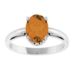 14K White Gold Natural Citrine Ring