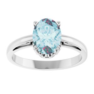 14K White Gold Natural Sky Blue Topaz Ring