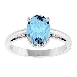 14K White Gold Natural Aquamarine Ring