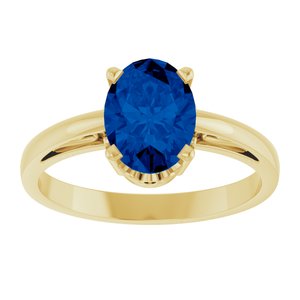 14K Yellow Gold Lab-Grown Blue Sapphire Ring