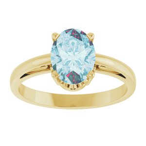 14K Yellow Gold Natural Sky Blue Topaz Ring