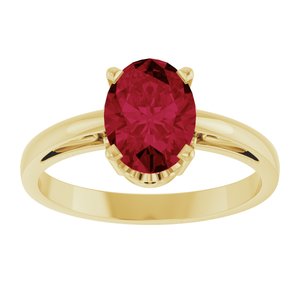 14K Yellow Gold Lab-Grown Ruby Ring
