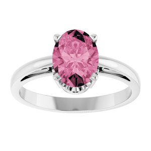 14K White Gold Natural Pink Tourmaline Ring