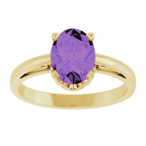 14K Yellow Gold Natural Amethyst Ring