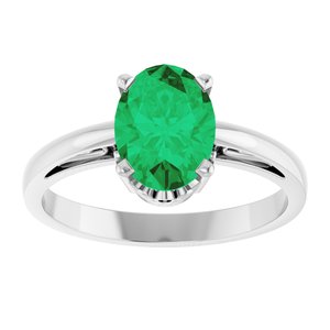 14K White Gold Lab-Grown Emerald Ring