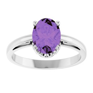 14K White Gold Natural Amethyst Ring