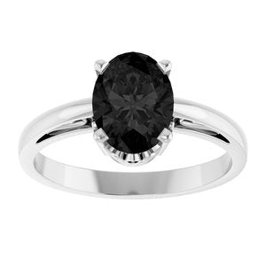 14K White Gold Natural Black Onyx Ring