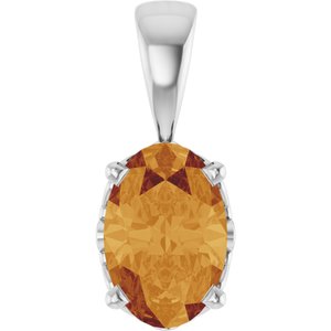 14K White Gold Natural Citrine Pendant