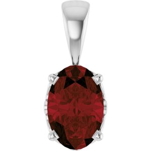 14K White Gold Natural Mozambique Garnet Pendant