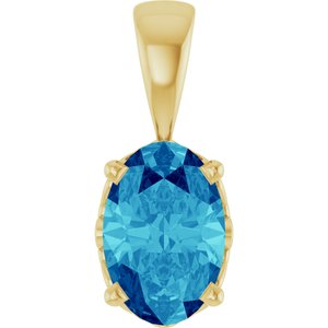 14K Yellow Gold Natural Blue Zircon Pendant