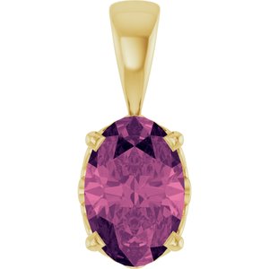14K Yellow Gold Natural Green Tourmaline Pendant