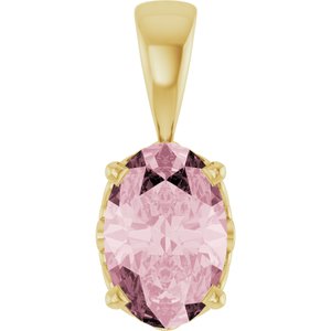 14K Yellow Gold Natural Pink Morganite Pendant