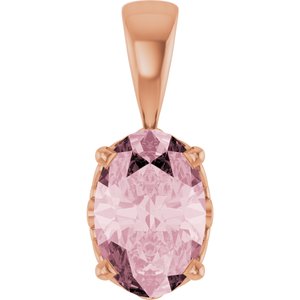 14K Rose Gold Natural Pink Morganite Pendant