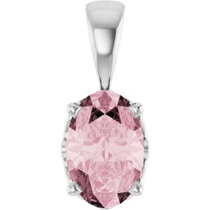 14K White Gold Natural Pink Morganite Pendant