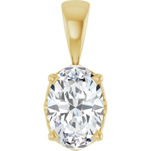 14K Yellow Gold Natural White Sapphire Pendant